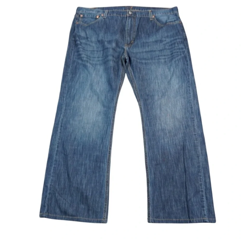 Levis 527 Jeans Mens 42x30 Blue‎ Medium Wash Bootcut Denim Cowboy Baggy Fading